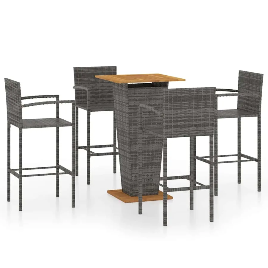 Ensemble de bar de jardin 5 pcs Gris - 2