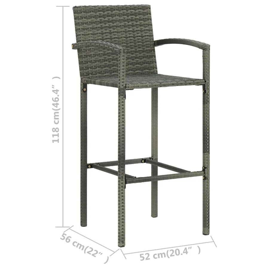 Ensemble de bar de jardin 5 pcs Gris - 8
