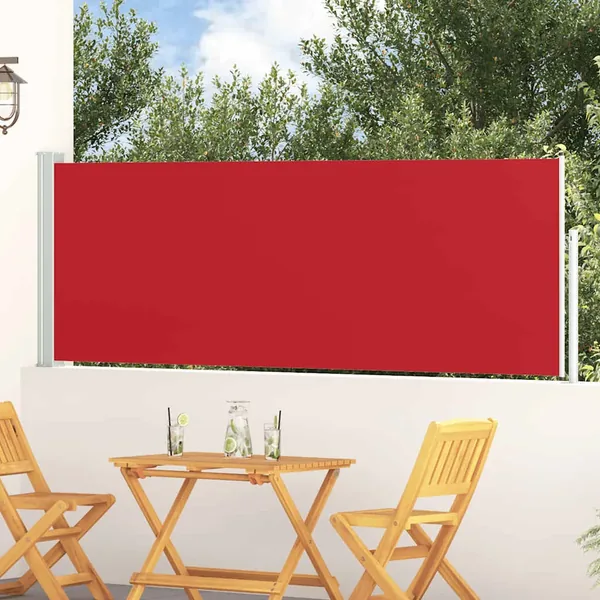 Auvent latéral rétractable de patio 100x300 cm Rouge