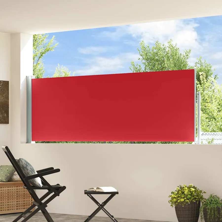 Auvent latéral rétractable de patio 100x300 cm Rouge - 3