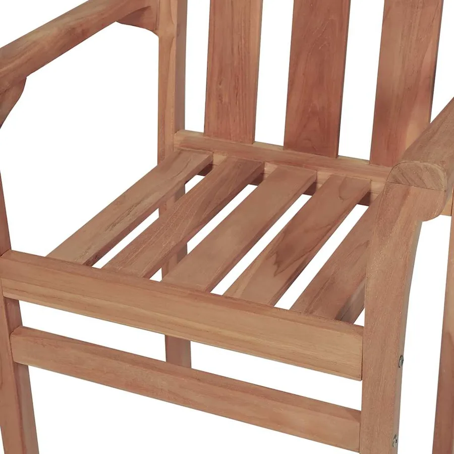 Chaises de jardin empilables avec coussins lot de 4 Teck solide - 6