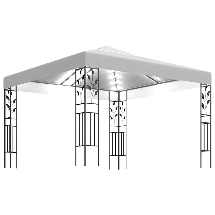 Tonnelle avec guirlande lumineuse à LED 3x3 m Blanc - 2