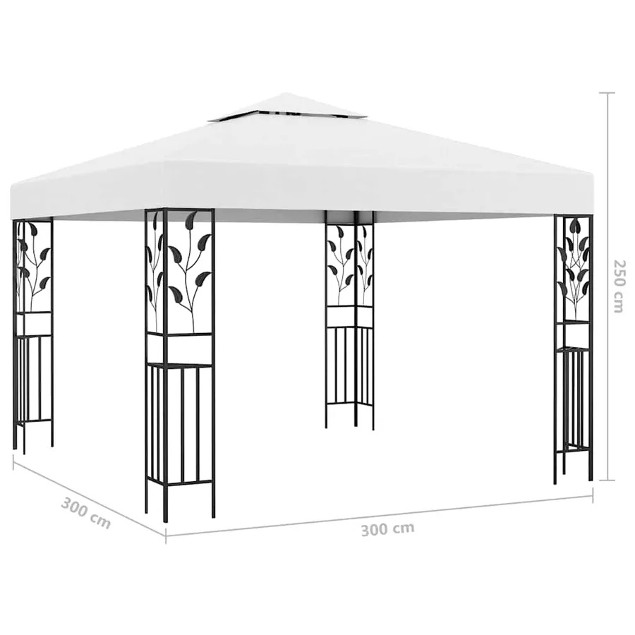Tonnelle avec guirlande lumineuse à LED 3x3 m Blanc - 9
