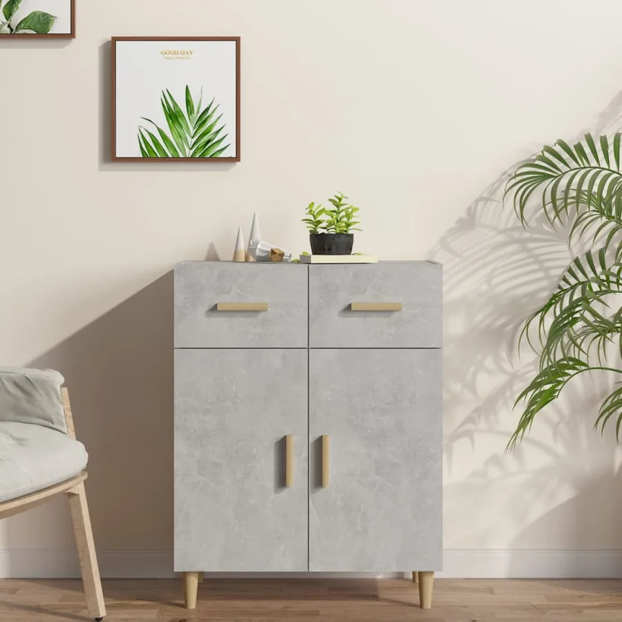 Buffet gris béton 69,5x34x89 cm bois d'ingénierie