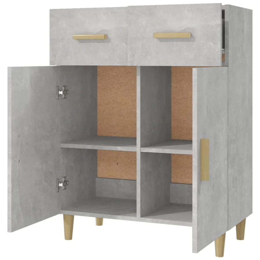 Buffet gris béton 69,5x34x89 cm bois d'ingénierie - 4