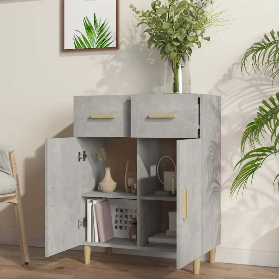 Buffet gris béton 69,5x34x89 cm bois d'ingénierie - 6