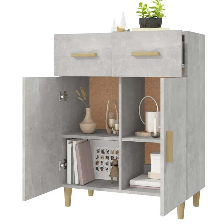 Buffet gris béton 69,5x34x89 cm bois d'ingénierie - 7