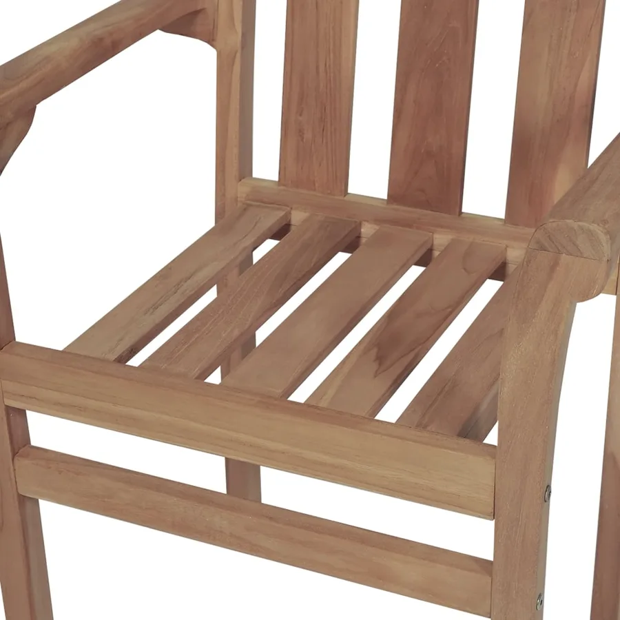Chaises de jardin lot de 2 et coussins vert Bois de teck massif - 5