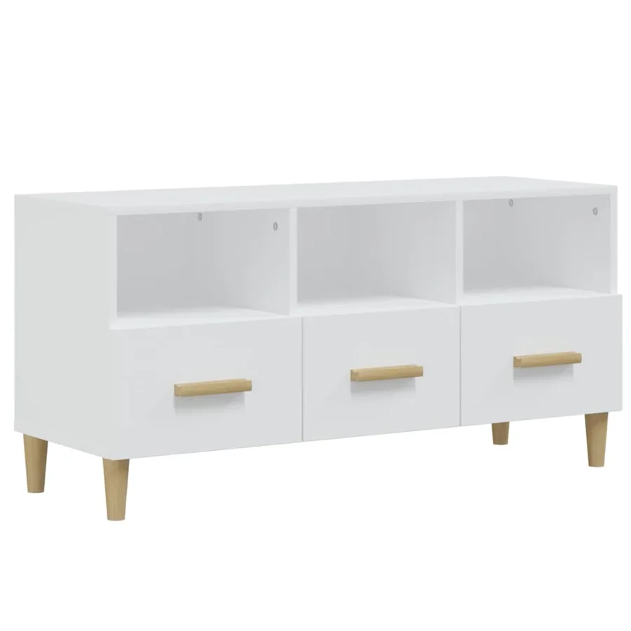 Meuble TV Blanc 102x36x50 cm Bois d'ingénierie - 2