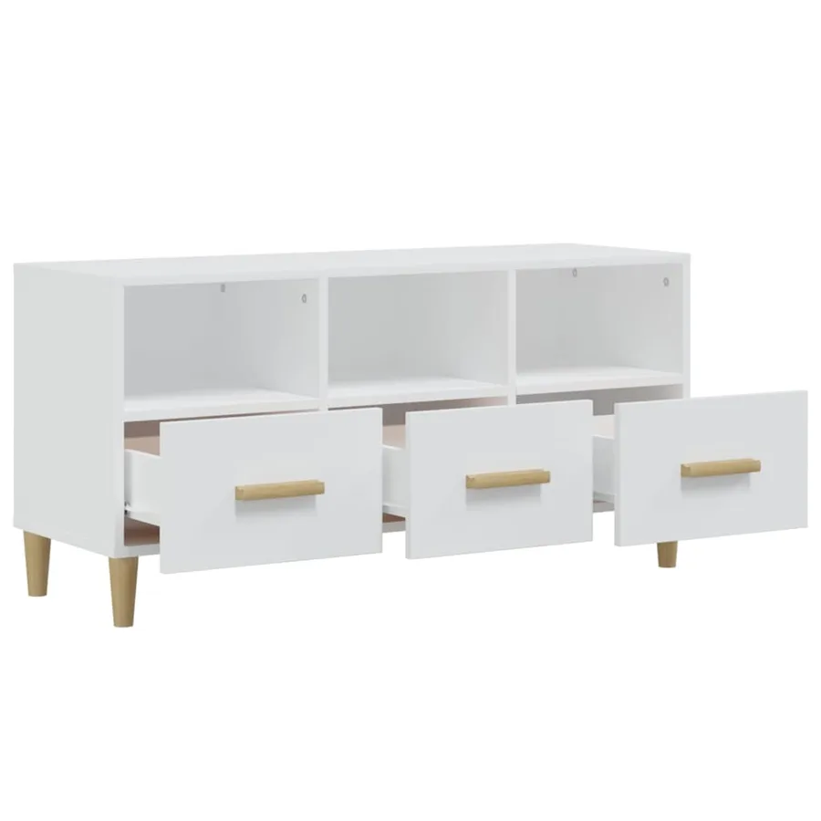 Meuble TV Blanc 102x36x50 cm Bois d'ingénierie - 6