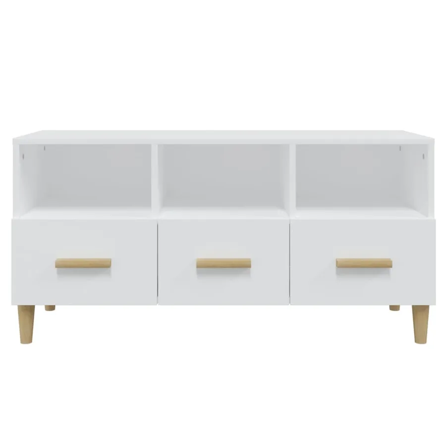 Meuble TV Blanc 102x36x50 cm Bois d'ingénierie - 7