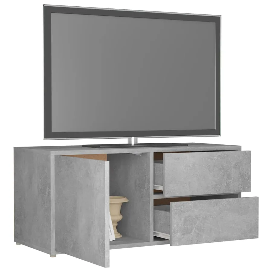 Meuble TV Gris béton 80x34x36 cm Bois d'ingénierie - 5