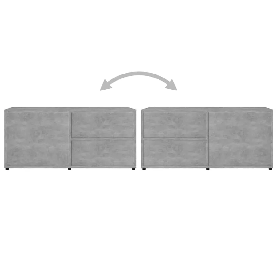 Meuble TV Gris béton 80x34x36 cm Bois d'ingénierie - 9