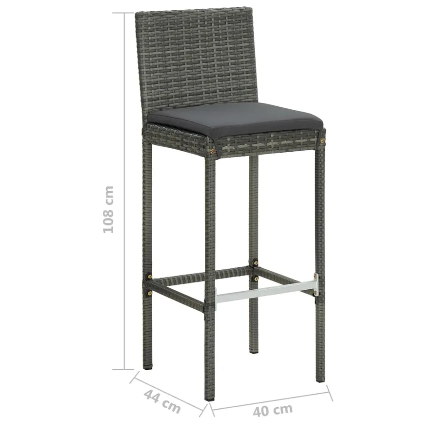 Ensemble de bar de jardin 5 pcs et coussins Résine tressée Gris - 11