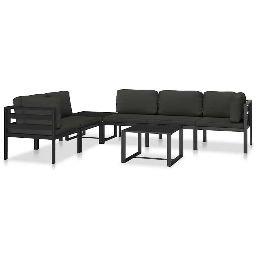 Canapé d'angle sectionnel avec coussins Aluminium Anthracite - 8