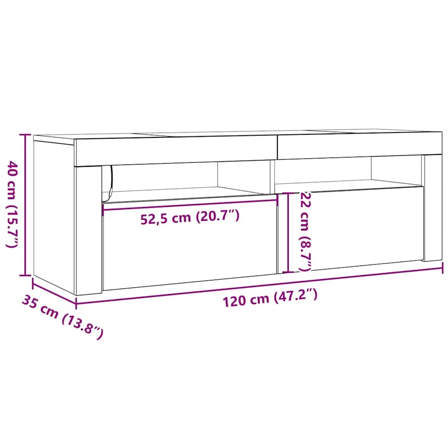 Meuble TV avec lumières LED noir 120x35x40 cm - 15