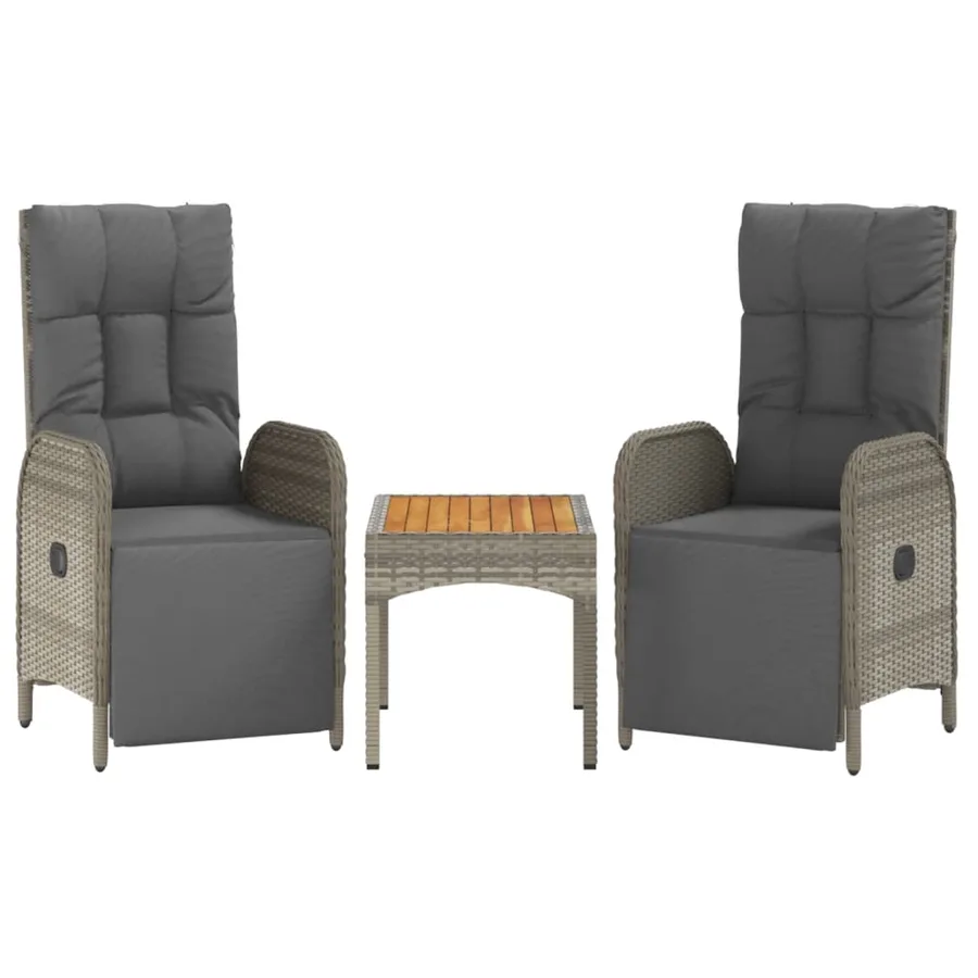 Ensemble à manger de jardin 5 pcs coussins gris résine tressée - 4