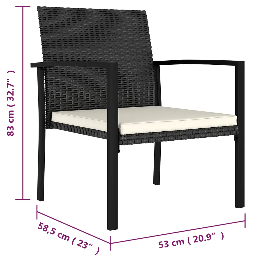 Ensemble de salle à manger pour jardin 5 pcs Noir polyrotin - 12