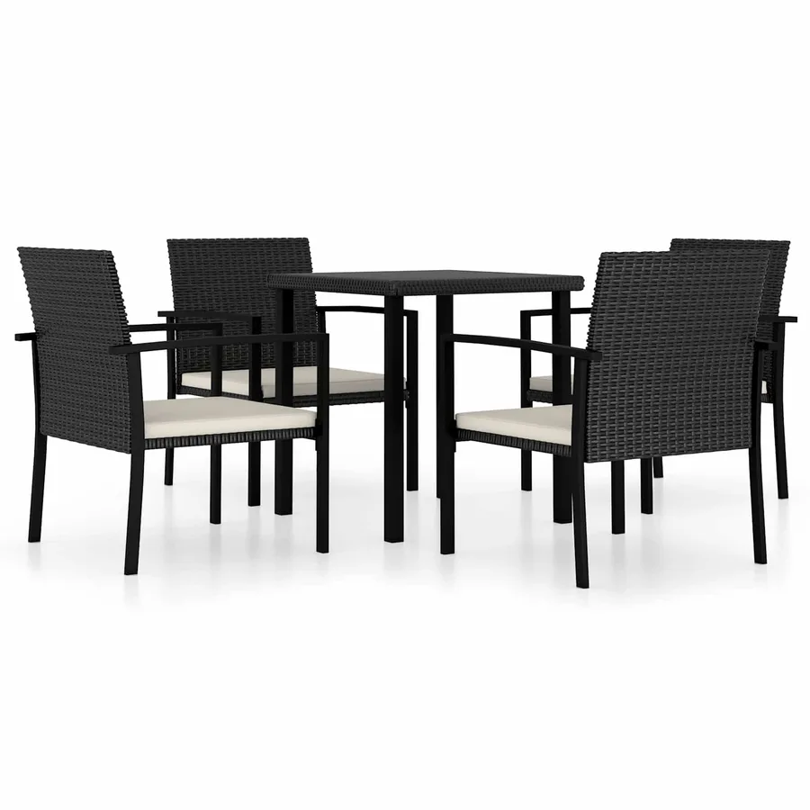 Ensemble de salle à manger pour jardin 5 pcs Noir polyrotin - 2