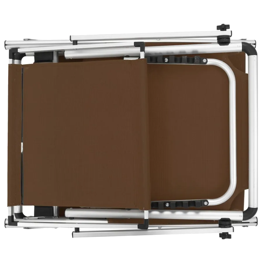Chaise longue pliable avec auvent Aluminium et textilène Marron - 5