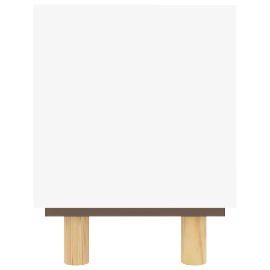 Meuble TV Blanc 105x30x40cm Bois de pin massif et rotin naturel - 5