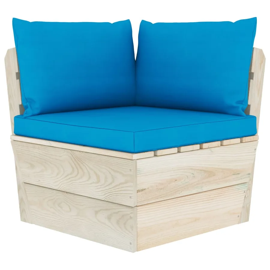 Canapé d'angle palette de jardin avec coussins Épicéa imprégné - 2