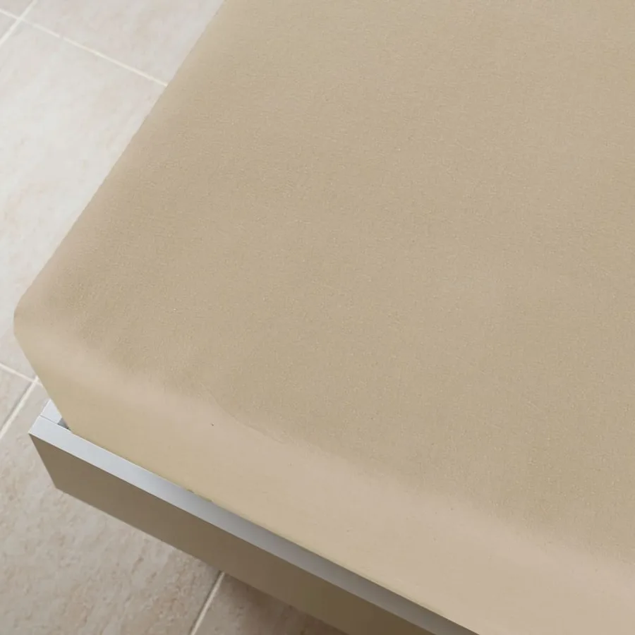 Drap-housse Jersey Taupe 140x200 cm Coton - 3