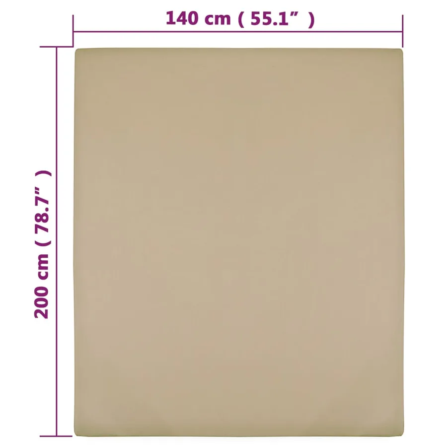 Drap-housse Jersey Taupe 140x200 cm Coton - 4
