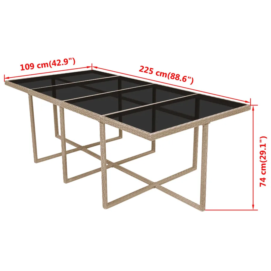 Ensemble à manger d’extérieur et coussins 13 pcs Résine tressée - 9