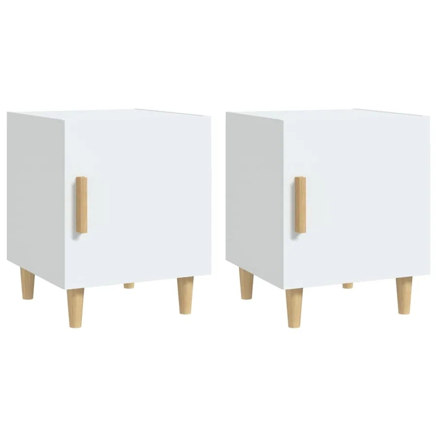 Tables de chevet 2 pcs Blanc Bois d'ingénierie - 2