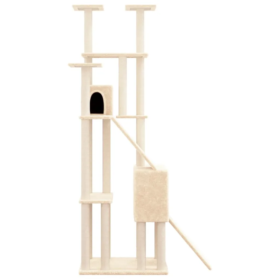Arbre à chat avec griffoirs en sisal Crème 190 cm - 4