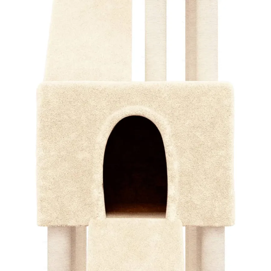 Arbre à chat avec griffoirs en sisal Crème 190 cm - 6