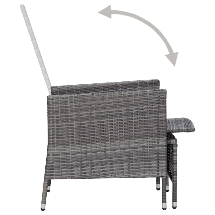 Salon de jardin 3 pcs avec coussins Résine tressée Gris - 6