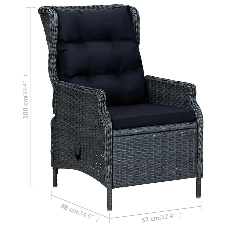 Ensemble à manger de jardin 5 pcs Gris foncé - 10