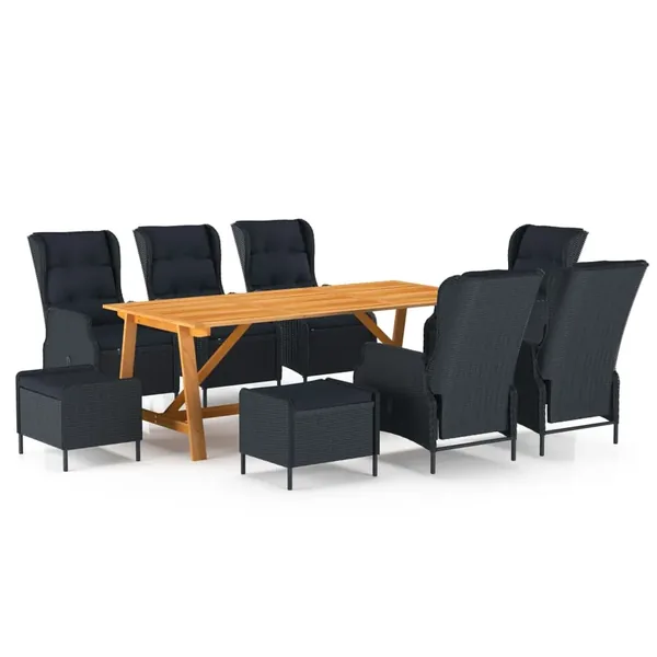 Ensemble à manger de jardin 9 pcs Gris foncé