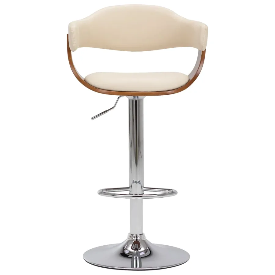 Tabourets de bar lot de 2 crème bois courbé et similicuir - 3