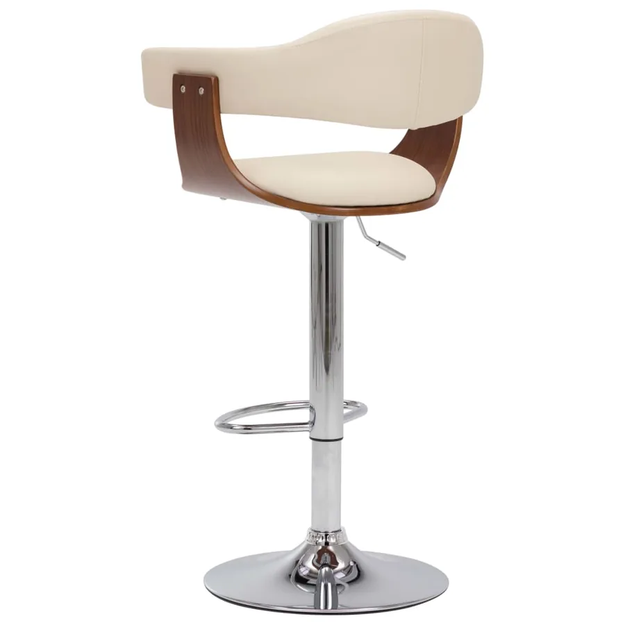 Tabourets de bar lot de 2 crème bois courbé et similicuir - 4