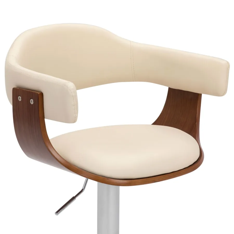 Tabourets de bar lot de 2 crème bois courbé et similicuir - 6