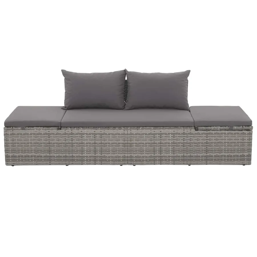 Lit de jardin Gris 195x60 cm Résine tressée - 4