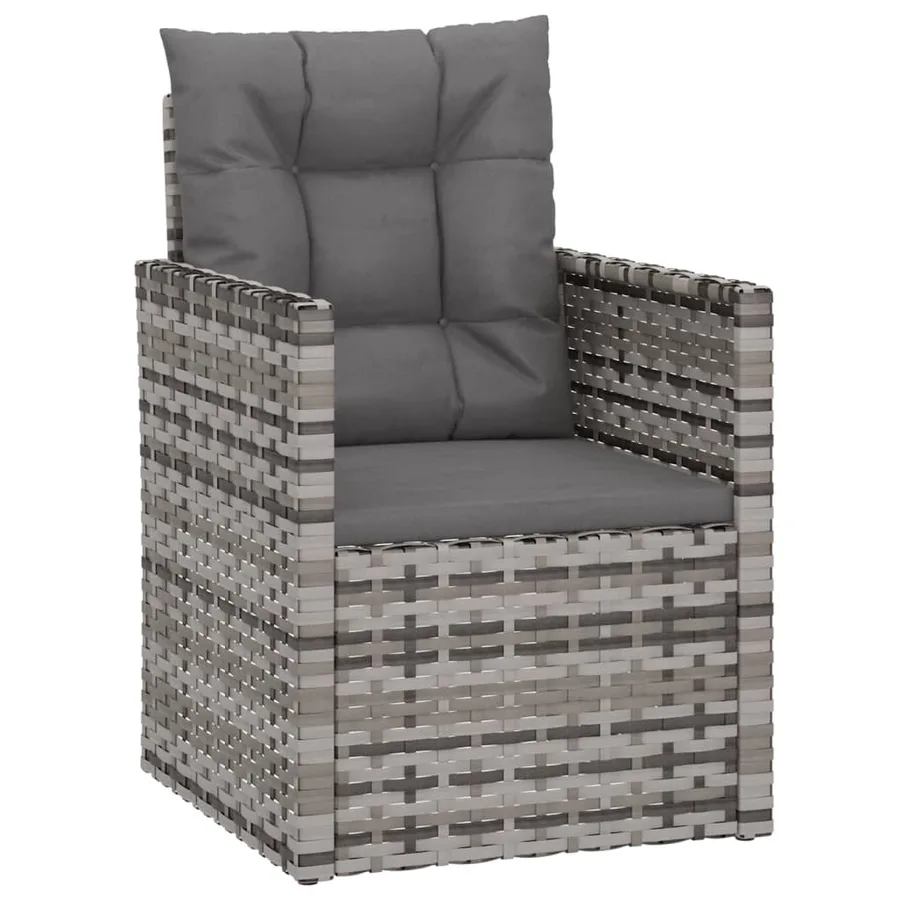 Mobilier d'extérieur 3 pcs avec coussins Résine tressée Gris - 3