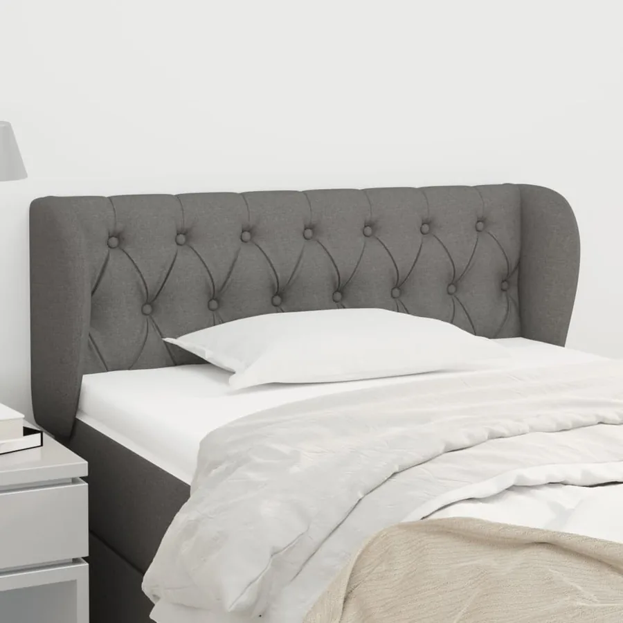 Tête de lit avec oreilles Gris foncé 103x23x78/88 cm Tissu