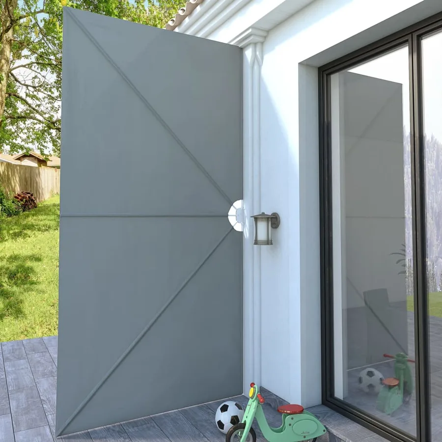 Auvent latéral pliable de terrasse Gris 400 x 200 cm - 3