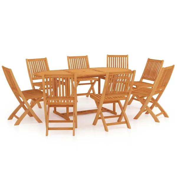 Ensemble à manger de jardin 9 pcs Bois de teck massif