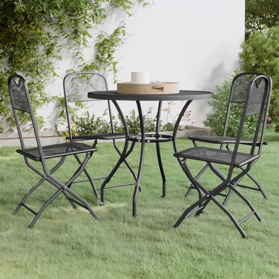 Ensemble à manger de jardin 5 pcs Maille Métal Anthracite