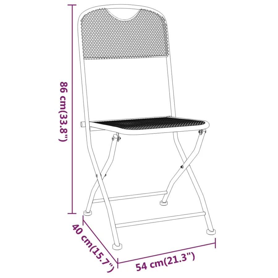Ensemble à manger de jardin 5 pcs Maille Métal Anthracite - 11