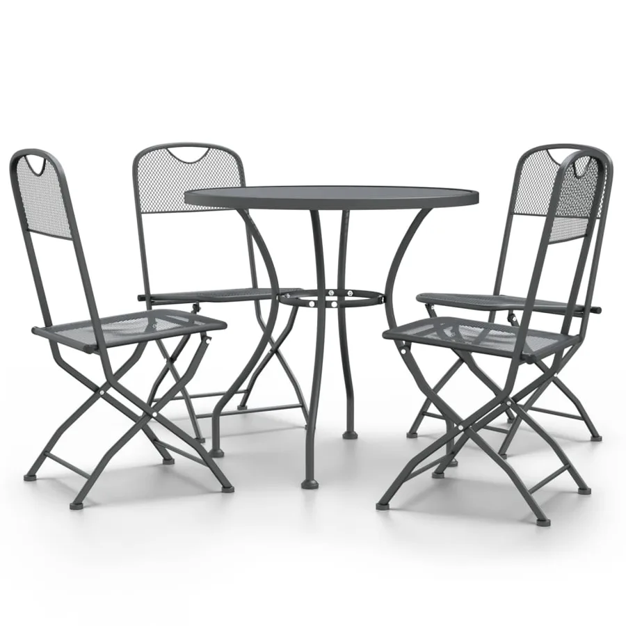 Ensemble à manger de jardin 5 pcs Maille Métal Anthracite - 2