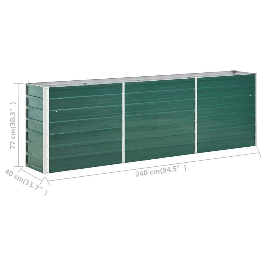 Lit surélevé de jardin Acier galvanisé 240x40x77 cm Vert - 8