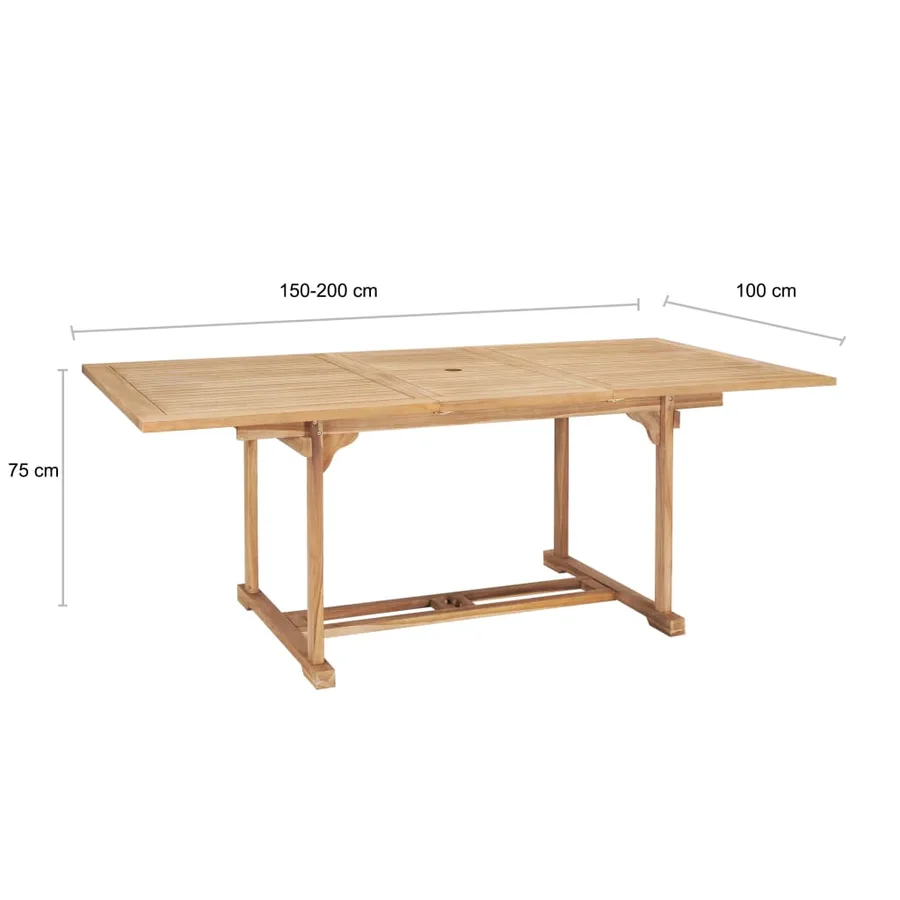 Table de jardin extensible 150-200x100x75 cm Teck solide - 7