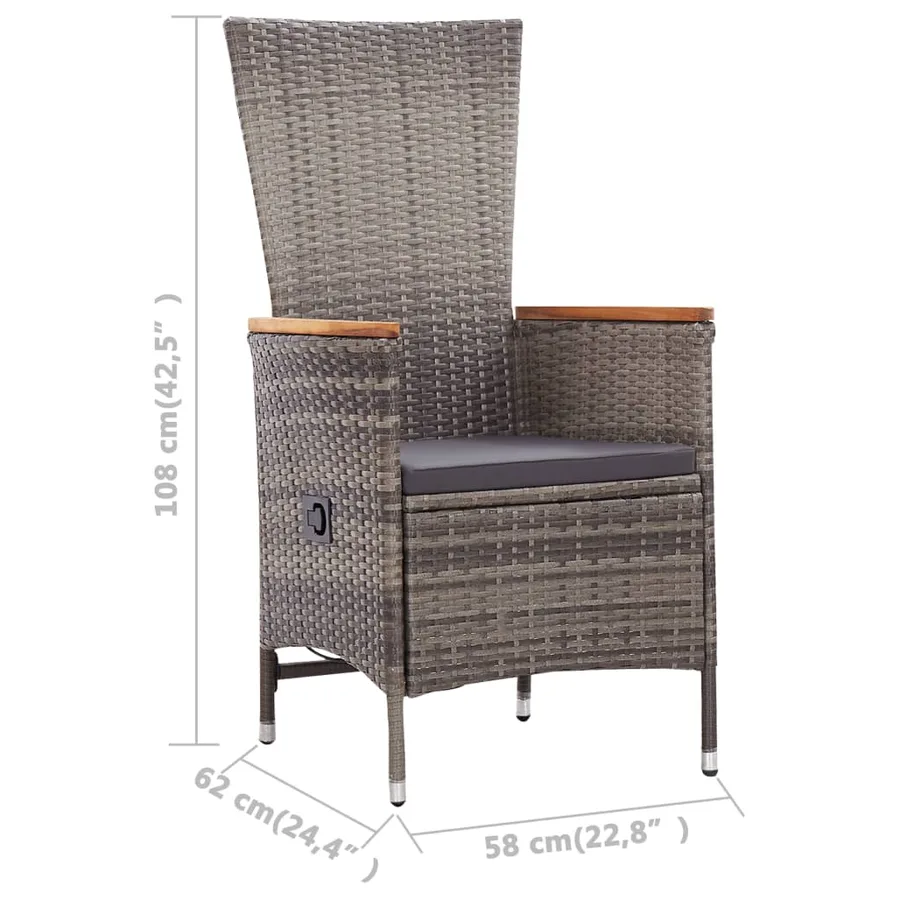 Ensemble à manger d'extérieur 9pcs coussins Résine tressée Gris - 13