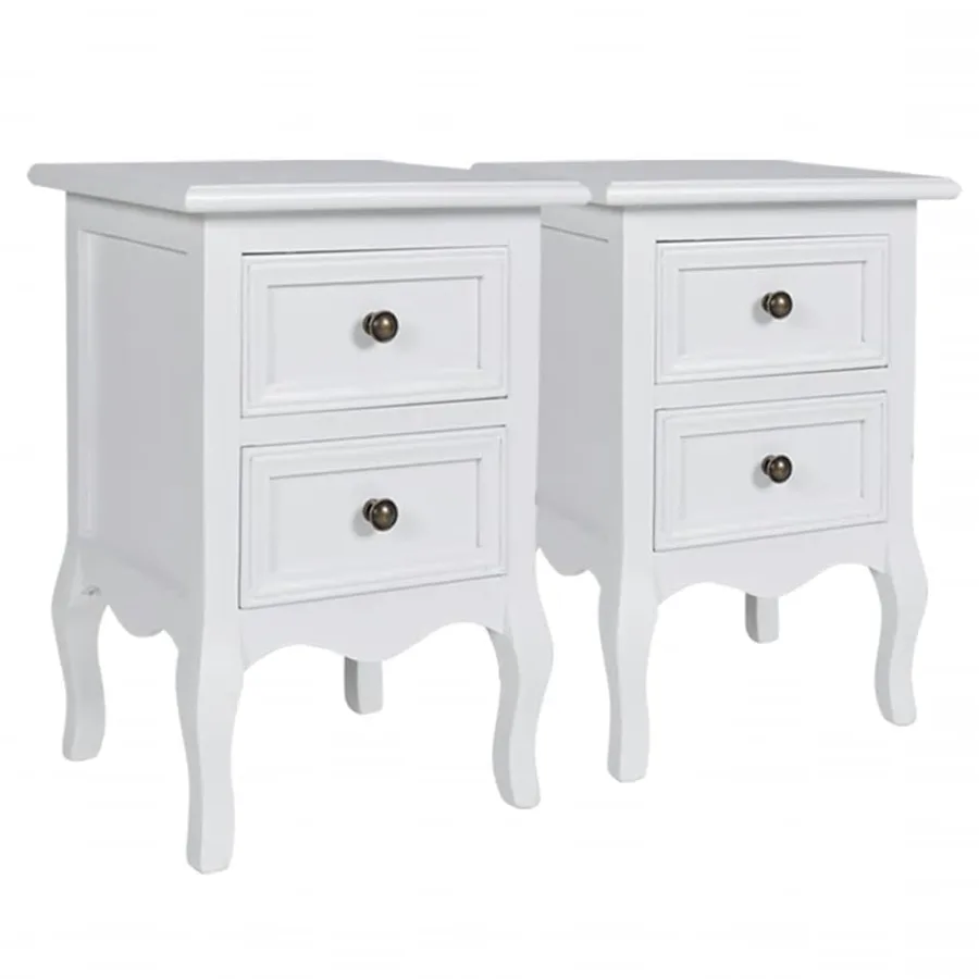 Tables de chevet 4 pcs avec 2 tiroirs MDF Blanc - 3
